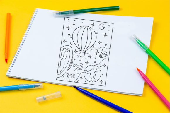 A Stellar Embroidery Journey with the Coloring Page Air Balloon