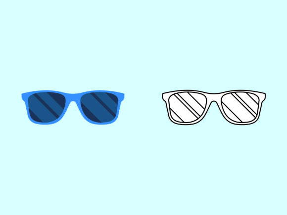 Beach Sunglasses Kids Coloring Vector Graphics for Editorial Use
