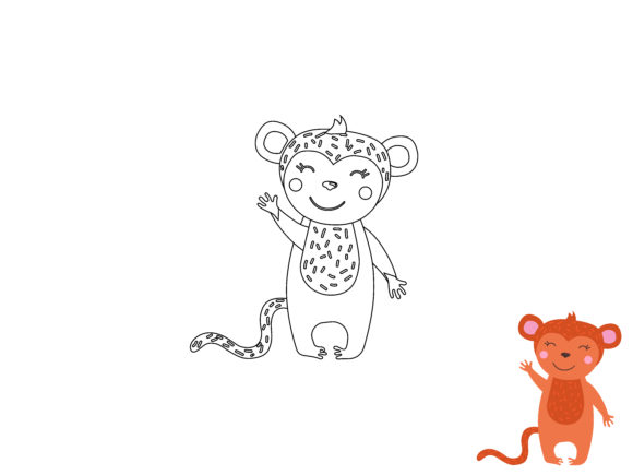 Kids Coloring Animal Monkey Vector Graphics for Creative Products