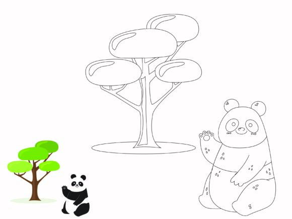 Panda Coloring Kids Design Graphics for Editorial Use
